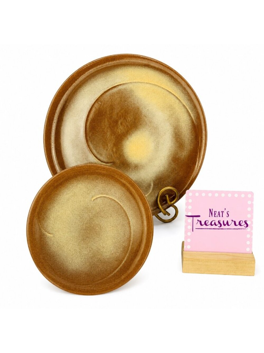 Frankoma Pottery LAZY BONES DESERT GOLD  Stoneware Dinner & Side Plate Set Of 2